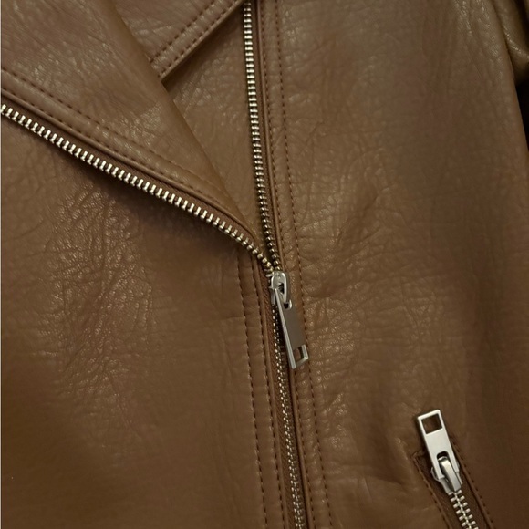 Old Navy Brown Moto Faux Leather Belted Jacket - Picture 2 of 6